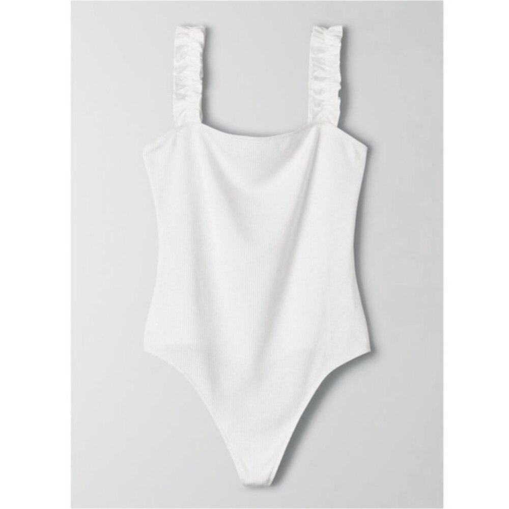 nwot Sunday best ribbed ruffle bodysuit M - Picture 4 of 6